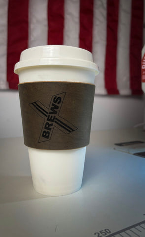 X Brews Leather Coffee Cup Sleeve