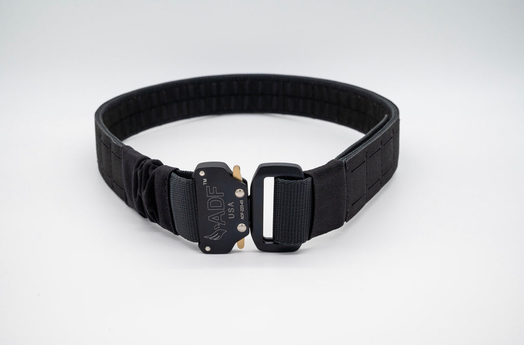 Black patent leather tape belt